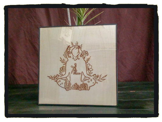 Hand-Crafted & Framed Wood Engraving of Virgo Astrological Sign